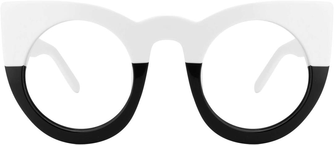 Zeelool Readers Oversized Thick Cat Eye Reading Glasses for Women with Standard Anti-Reflective Coating Ophelia VFP0290 (Vfp0290-03 White/Black)