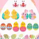 24 Pack Kids Easter Cards for Classroom Exchange - Bubble Gum Machine Design with Round Holders, DIY Bunnies Eggs Chick Candy Cards for School Spring Party Favors, Gifts, Crafts & Rewards (6 Styles)
