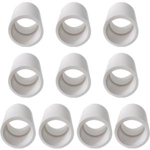 White PVC Pipe Coupling Adapter, 1 inch Socket x Socket, Sch40 PVC Coupling, Straight Pressure Pipe Fittings, 10 Pack