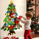 BABORUI Felt Christmas Tree for Toddlers with Christmas Stockings, Xmas Wall Hanging Ornaments Decorations kit with String Lights for Kids to Decorate, Interactive DIY for Childrens