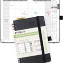 POPRUN Monthly Planner 2026-2027 (Pocket 4.25" x 6.25") 18 Months Calendar (Jan 2026 - Jun 2027) - 4 Pages per Month with Expense & Notes, Leather Cover, Sunday Starts - Black
