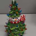 FUNPENY 11" Ceramic Christmas Tree, Pre-lit Battery Operated Vintage Tabletop Snowman Tree Ornaments with 50 Multicolored Lights, Christmas Table Decorations for Xmas Indoor Desk Centerpiece Decor