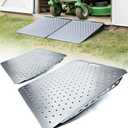 Toplamper Heavy-Duty Shed Ramp for Riding Mower, Ramps for Sheds Garage Threshold Doorway Lawn Mowers Tractor Snow Blower Wheelchairs Garden Cart, 1500LBs Loading Anti-Slip Punch Plate Ramp - 1 PCS 24 x 29