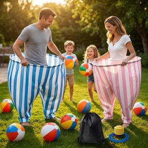 2Pcs Granny Pants Yard Game for Adults, Giant Pants Outdoor Game with 8 Bouncy Balls, 1 Pumps & Storage Bag, Funny Backyard Party Game for Easter, Carnival & Family Gatherings