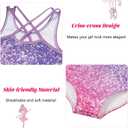 Idgreatim 5-10 Years Gymnastics Leotards for Girls Shiny tumbling outfits with Shorts Unitards Biketards (7-8 Years, Sunset Purple)