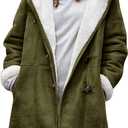 AI'MOURI Windproof Sherpa Lined Outerwear for Women Winter Fleece Hooded Overcoat with Pockets Warm and Thicken Parka Jacket (Medium, Army Green)
