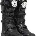 Scoyco Dirt Bike Boots for Men, Enduro Motocross Boots with Shin Guard & Ankle TPU Protection Full Leather Off-road Riding Boots, Size 10.5 (Black)