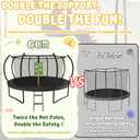 Trampoline Outdoor 14FT 12FT 10FT 8FT with Safety Enclosure Net, Recreational Trampoline for Kids and Adults, Anti-Rust, ASTM Approved, Black