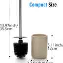 Ceramic Toilet Brush & Holder Set - Freestanding Deep-Cleaning Toilet Bowl Cleaner Brush, Stainless Steel Handle, Small & Sturdy for Storage, Easy to Clean, Non-Scratching