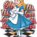 Cute Alice Holding Rabbit Adventure Mad Hatter Cheshire Cat Alice in Wonderland Adventurous Creative Minimalist Cartoon Girls Boys Kid Room Design Nursery Fun Home Vinyl Decoration Size (18x20 inch)