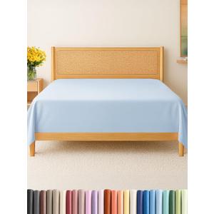 King Size Flat Sheet - Hotel Quality Top Flat Bed Sheet Only - Ultra-Soft, Breathable & Cooling - Fade & Wrinkle Free - Easy-Care, Stain & Shrink Resistant Bedding - Easy-Fit and Oeko-Tex - Sky Blue