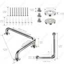 L-Shaped Angled Grab Bar 12x16 Inch Brushed Nickel Anti-slip Knurled Shower Handle Wall Mount, Stainless Steel Shower Bar for Seniors Injured Balance Support, Handicap Grab Bars for Bathtubs & Showers