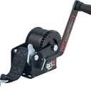 TYT 600LB Boat Trailer Winch with Black Polyester Strap, Anti-Slip Handle Crank Gear Hand Winch, Portable Two-Way Ratchet Forward & Backward Manual Rope Winch for ATV UTV Jet Ski Trailer Small Winch