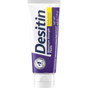 Desitin Maximum Strength Baby Diaper Rash Cream, 40% Zinc Oxide, Hypoallergenic No Added Parabens & Dyes, Protects & Relieves Babys Skin for Up to 12 Hours, Prevents Diaper Rash, 4.8 oz Tube