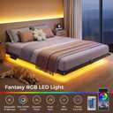 Floating Bed Frame Queen Size, 10" Comfort Height, 4-Side Underbed RGB LED Lights & Charging Station, Metal Platform Bed No Box Spring Needed, Noise-Free, Sturdy 1000lbs Support for Bedroom