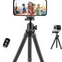 UBeesize Phone Tripod, UBeesize 12 Inch Flexible Cell Phone Tripod Stand Holder with Wireless Remote Shutter & Universal Phone Mount, Compatible with Smartphone/DSLR/GoPro Camera (Black)