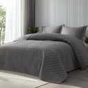 Bedsure Quilts Twin Size - Lightweight Bedspreads Twin Size with Basket Weave Pattern, Soft Quilt Bedding Set, Grey Comforter Set Coverlet for All Seasons with 1 Pillow Sham (68" x 86"), Twin / Twin XL
