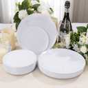 BUCLA 200PCS White Plastic Plates - Heavy Duty White Disposable Include 100 Dinner 10inch & 100 Dessert 7inch Plates, Ideal for Wedding&Party