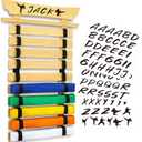 Karate Belt Display Rack with Stickers, Martial Arts Belt Display Holder, Taekwondo Belt Jiu Jitsu Belt BJJ Belt Display Hanging Holder for Adults (Bamboo)