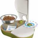 Plike 2-Meal Automatic Pet Feeder, 48H Timed Wet Food Refrigerated Dispenser, Includes 2 Ice Packs and Stainless Steel Pet Bowl, Ideal for Wet Food, Yogurt & Canned Meals  for Cats & Small Dogs