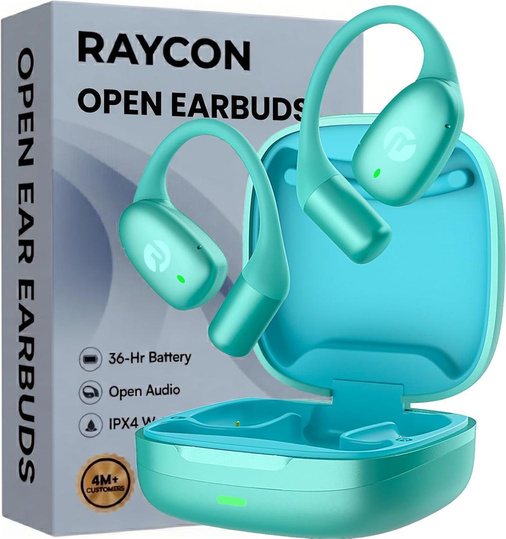 Raycon Essential Open Ear Earbuds  Open Ear Headphones, Earbuds Wireless Bluetooth, Sweat & Water-Resistant Earphones, Running Headphones with Ultra-Lightweight Design, 36 Hours Battery Life (Mint)