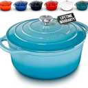 Zulay Kitchen 6 Quart Enameled Cast Iron Dutch Oven with Lid – Premium Durability & Oven Safe up to 500°F – Heavy Duty Cookware Perfect for Bread Baking, Stews, Braising & Roasting – Turquoise