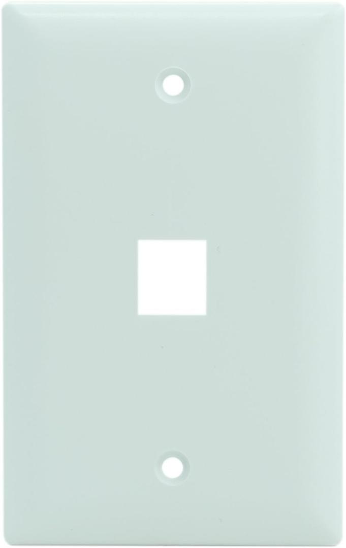 Legrand - OnQ 1 Port Single Gang Wall Plate, Ethernet Wall Plate, High-Impact Flame-Retardant Plastic, Screw-In Decorator Keystone Wall Plate, White, 10 Pack, WP3401WH10