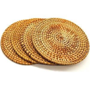 BEEHOMEE Trivets for Hot Dishes - Woven Rattan Trivets Hot Pads for Dinning Table,Kitchen Heat Resistant Straw Dish Coasters Placemats Pot Holder (7.87 Inch)