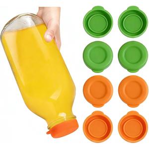 8 Pack Glass Milk Bottle Caps, Reusable Silicone Bottle-Caps for 48mm Opening, Leak Proof Milk Jug Lids Replacement Compatible with Stanpac Libbey (No Bottles), 2 Colors
