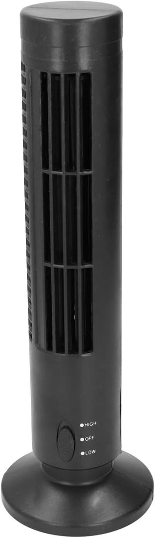 Luqeeg Desktop Tower Fan, Bladeless Standing Fan, 2 Speeds Adjustable Desk Fan Portable Electric Oscillating Fan Quiet Cooling for Bedroom Home Office Desktop (Black)