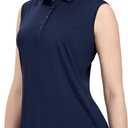 MIER Women's Sleeveless Golf Polo Shirts Athletic Tennis Collared Tank Tops, Quick Dry, UPF 50+ (Medium, Navy)