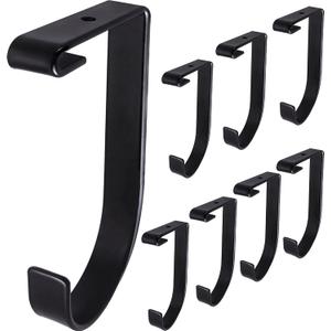 8-Pack Heavy Duty Add-On Flat Hook Accessory for Garage Ceiling Storage Rack and Wall Shelving, Alloy Steel, Black - Suitable for FLEXINOUMTS Racks and Shelves