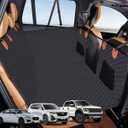 J-Paujii Dog Car Seat Cover for Back Seat Extender – Waterproof, Scratchproof & Nonslip Hammock, Heavy Duty Hard Bottom Pet Mat for Cars, SUVs & Trucks-Perfect for Travel, Holds Up to 600 lbs