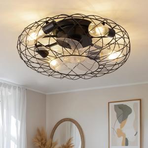 KDG 19.7 Retro Low Profile LED Ceiling Fans with Light, Reversible Ceiling Fans Flush Mount with Remote and 6 Speeds, E26 Base for Bedroom, Dinning Room, Kids Room, Kitchen