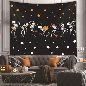 NASKY Halloween Wall Tapestry - Skull Trippy Black and White Wall Hanging for Room Decor (51.2" X 59.1"-(130x150cm))