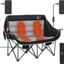 Nice C Heated Camping Chair with Battery, Outdoor Heated Folding Bench, Double Padded Loveseat for Adults, Camping Couch, with Cooler Bag, 2 Power Banks Included (Black&Grey), 55 inches x 17.3 inches x 35.6 inches