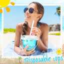 Funnymoom 30 Set 24oz Clear Plastic Drink Buckets with Lids and Straws Disposable Iced Coffee Cups Rum Buckets for Cocktail Parties Smoothie Cup Bulk with Handles for Beach Pool Party Supplies