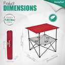 SUNNYFEEL Folding Camping Table- Collapsible Portable Beach Table with 4 Cup Holders & Carry Bags, Tailgate Table for Outdoor Excursion Picnic Hiking Fishing Travel Parties, Red, 30.12 inches x 23.43 inches x 27.95 inches