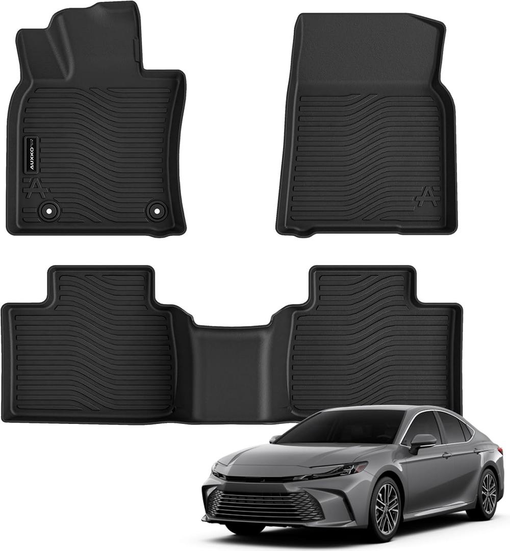 Auxko All Weather Floor Mats Fit for Toyota Camry 2025 2026 Include Hybrid LE/SE/XLE/XSE TPE Liners Camry Accessories All Season Guard Odorless Anti-Slip Floor Mats Black