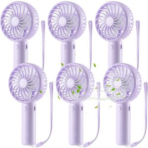 Tujoe 6 Pcs Mini Powerful Handheld Fan 3 Speed Personal Small Portable Rechargeable Fan with Base USB for Women Eyelash Makeup Office Travel Beach Indoor Outdoor (Purple)