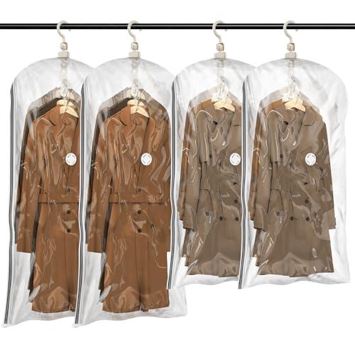 TAILI Hanging Vacuum Storage Sealer Bags Space Saver Bag for Clothing, Suits and Jackets, Closet Organizers, Travel, Set of 4 (2 Long, 2 Short), Clear