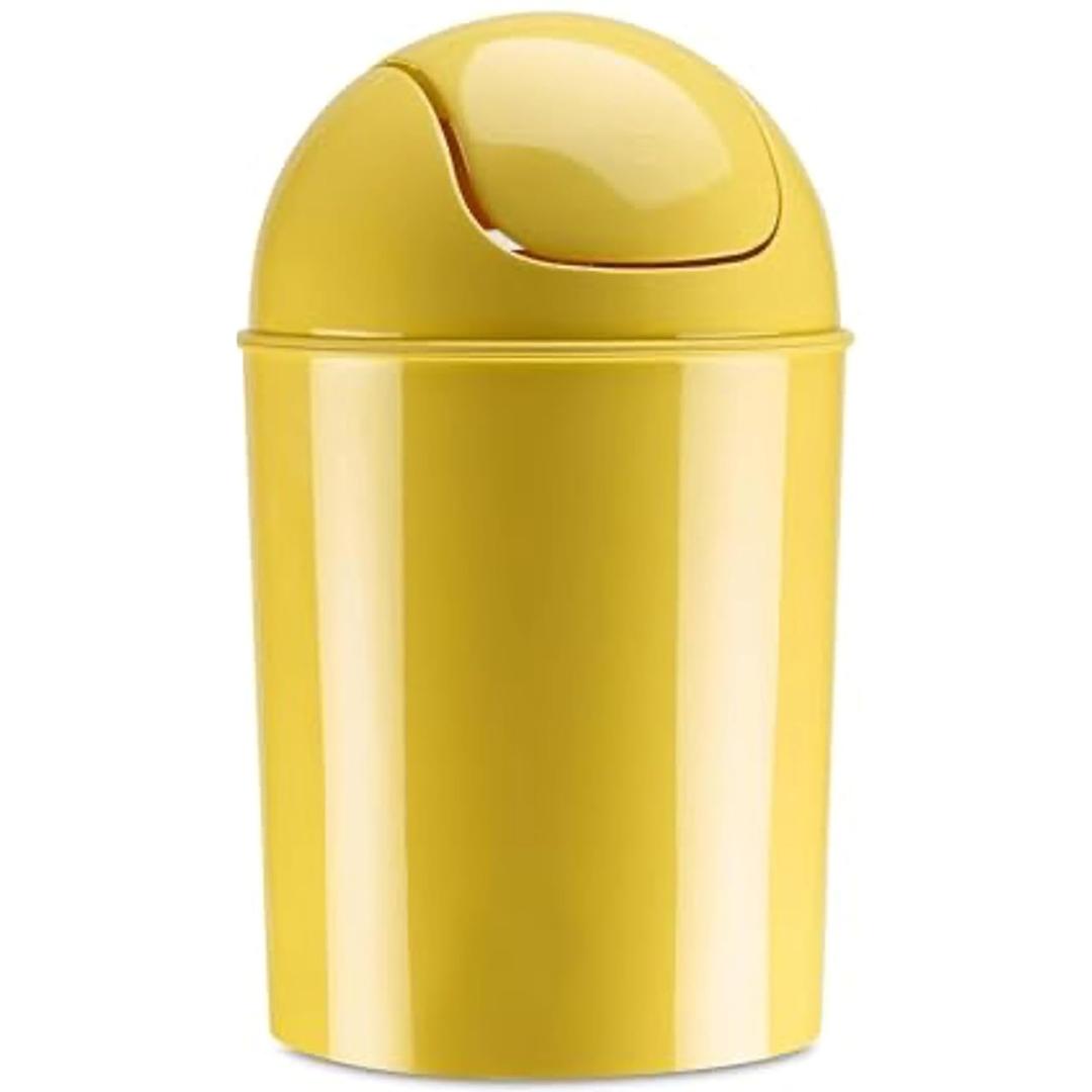 Umbra 1.25 Gallon Mini Waste Can with Removable Swing-Top Lid - Small Garbage Bin for Kitchen, Bathroom, Bedroom, Office - Compact Trash Can Fit Under Tables & Counters - Yellow