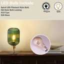 Mid Century Glass Table Lamp,Dimmable Desk Lamp,LED Bulb Included,Timer Build-In,Green Ribbed Glass