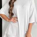 Womens 2 Piece Lounge Set 2026 Summer Travel Outfit Casual Short Sleeve Oversized Tshirts & Biker Shorts (White, XXL)