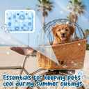 Wicker Dog Bike Basket, Rattan Pet Carrier for Small Dogs Cats with Protective Grille, Includes Ice Pad and Soft Cotton Cushion, for Secure Bicycle Rear Luggage Rack(Tilted-top) 21.1"L x 16.1"W x 12.0"H