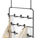 Umbra Estique Over The Door Coat Rack & Multi-Use Organizer, for Coats, Bags, Hats & More, Black/Walnut