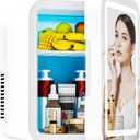 JrostKault Mini Skincare Fridge with LED Light Mirror, 4 Liter/6 Can Compact Makeup Refrigerator for Bedroom  Portable Mini Fridge for Makeup, Skincare & Food, AC/DC Power for Home & Car