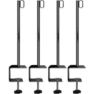 Outdoor String Light Poles 4 Pack 31.5" for Garden Backyard Deck Fence Railing Eaves，Hanging Bird Feeders, Lanterns, Wind Chimes, Flower and Plant Baskets