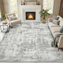 Area Rugs 8x10 Living Room Rug Washable No Slip Low Pile Soft Thickness Large Carpets Indoor Floor Covering for Bedroom Dining Modern Abstract Home Office Decor Grey