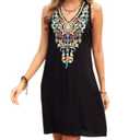 AK Embroidered Dress for Women Sleeveless Mexican Summer Dresses Traditional V Neck Novelty Ethnic Boho Dress Size S